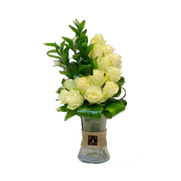 White Rose Flowers in Vase