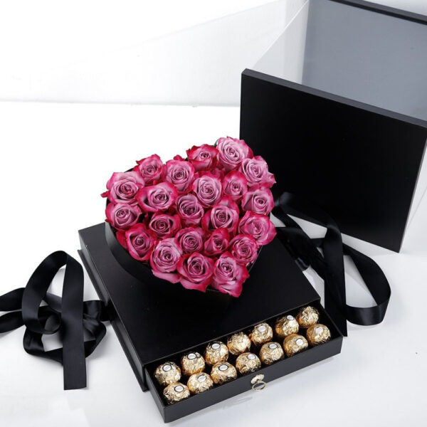 Purple Roses and Rocher Chocolates Gifts